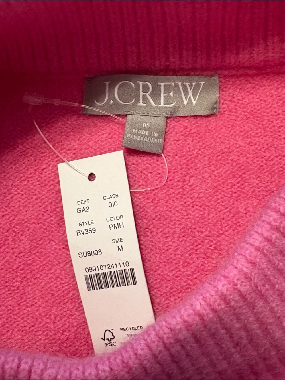 J. Crew Pink Mock Neck Pullover Sweater